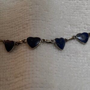 Lapis Lazuli hearts and sterling silver bracelet